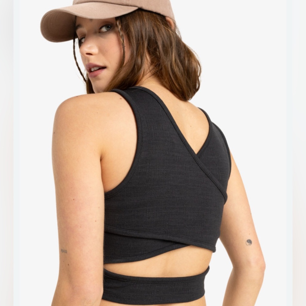 Roxy Black Cross Over Crop Top